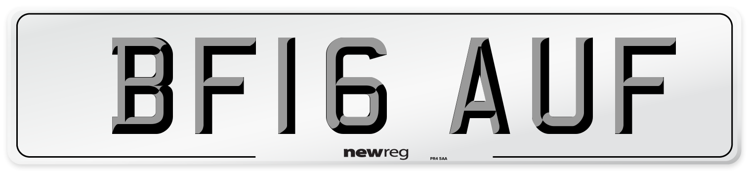 BF16 AUF Number Plate from New Reg